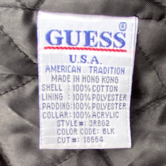 Vintage Guess Aviator Jean Jacket Black Y2K 90s Faux Fur Moto Grunge Mobwife-M - Picture 16 of 16